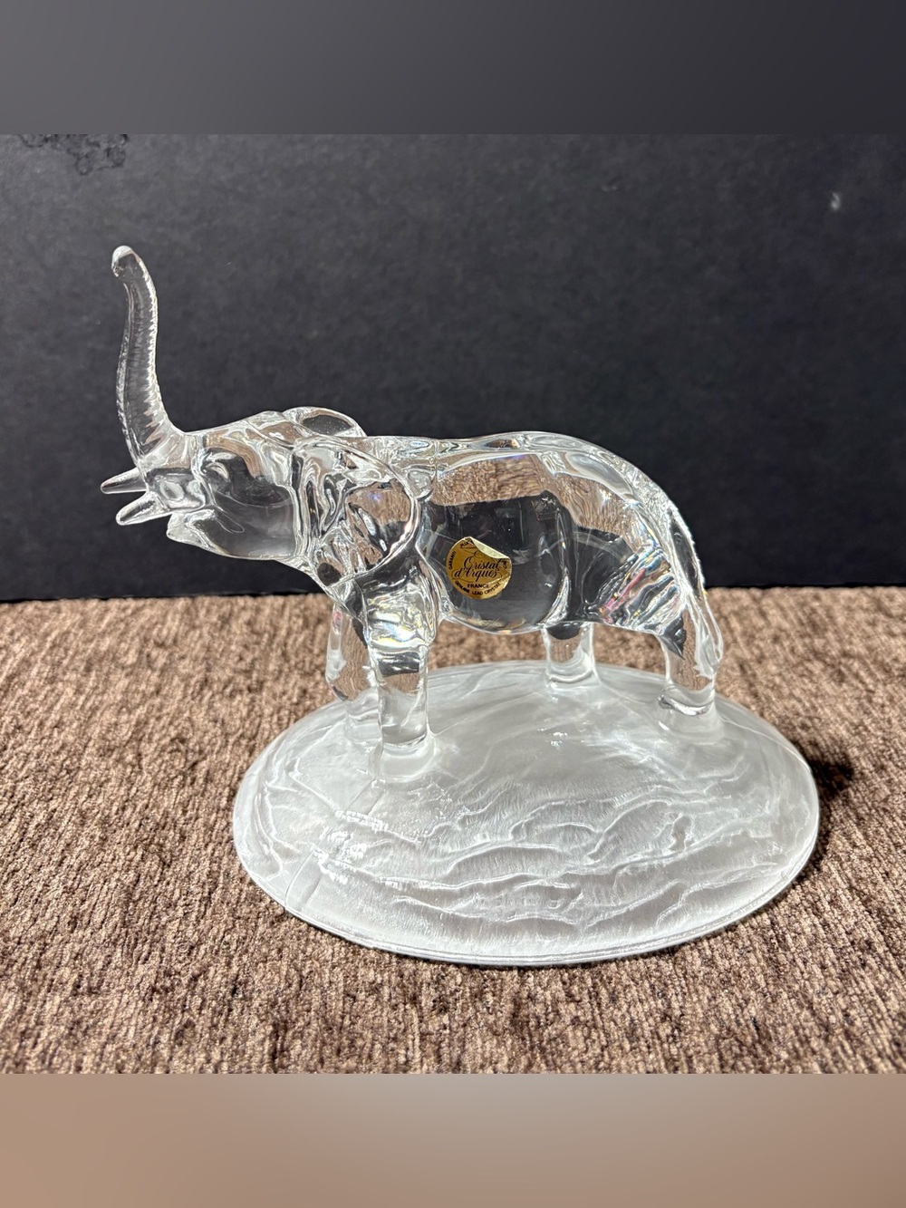 Crystal Elephant Figurine - Clear Glass Decorative Sculpture